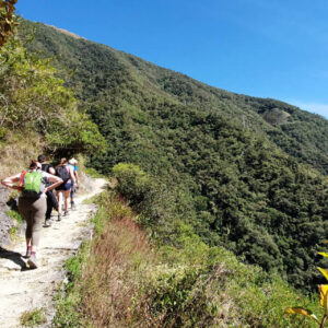 Group Trekking the Inca Trail on the way to Machu Picchu