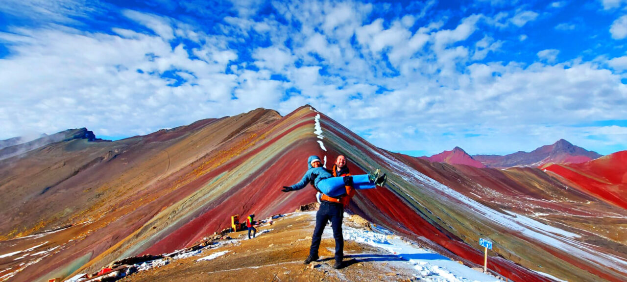 Couple at the Rainbow Mountain in Peru Photo by Private Machu Picchu