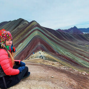 Woman in Rainbow Mountain, Peru